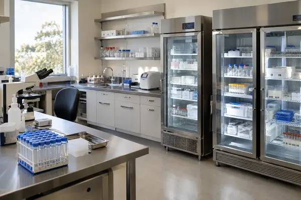 Clinical laboratory with medical refrigerators