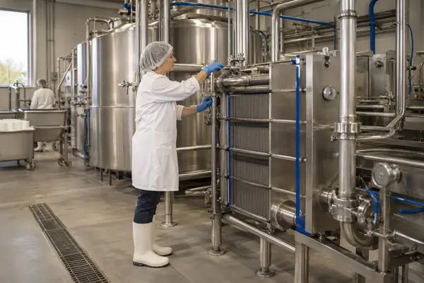 Food production facility with cooling equipment