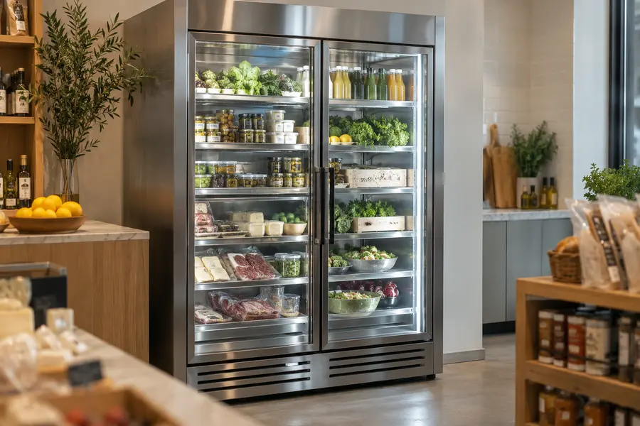 Glass-front commercial refrigeration display